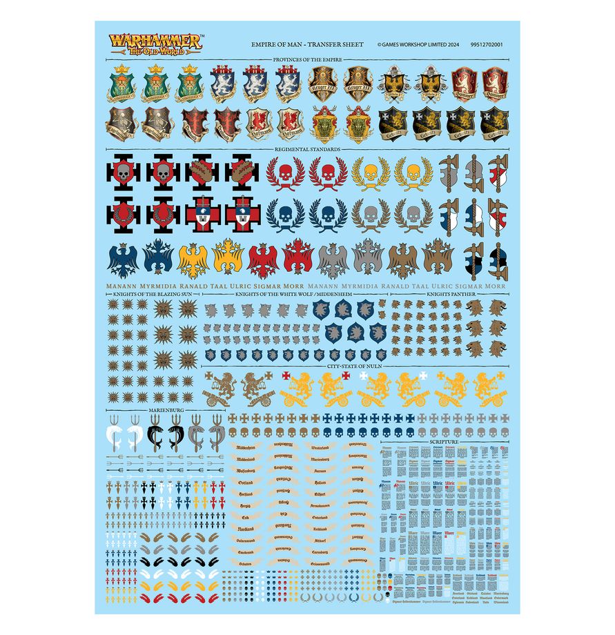Foglio di trasferibili dell'Empire of Man