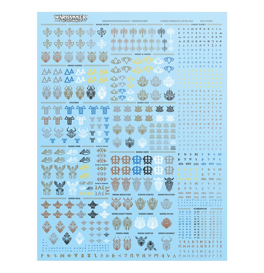 Foglio di trasferibili delle Dwarfen Mountain Holds